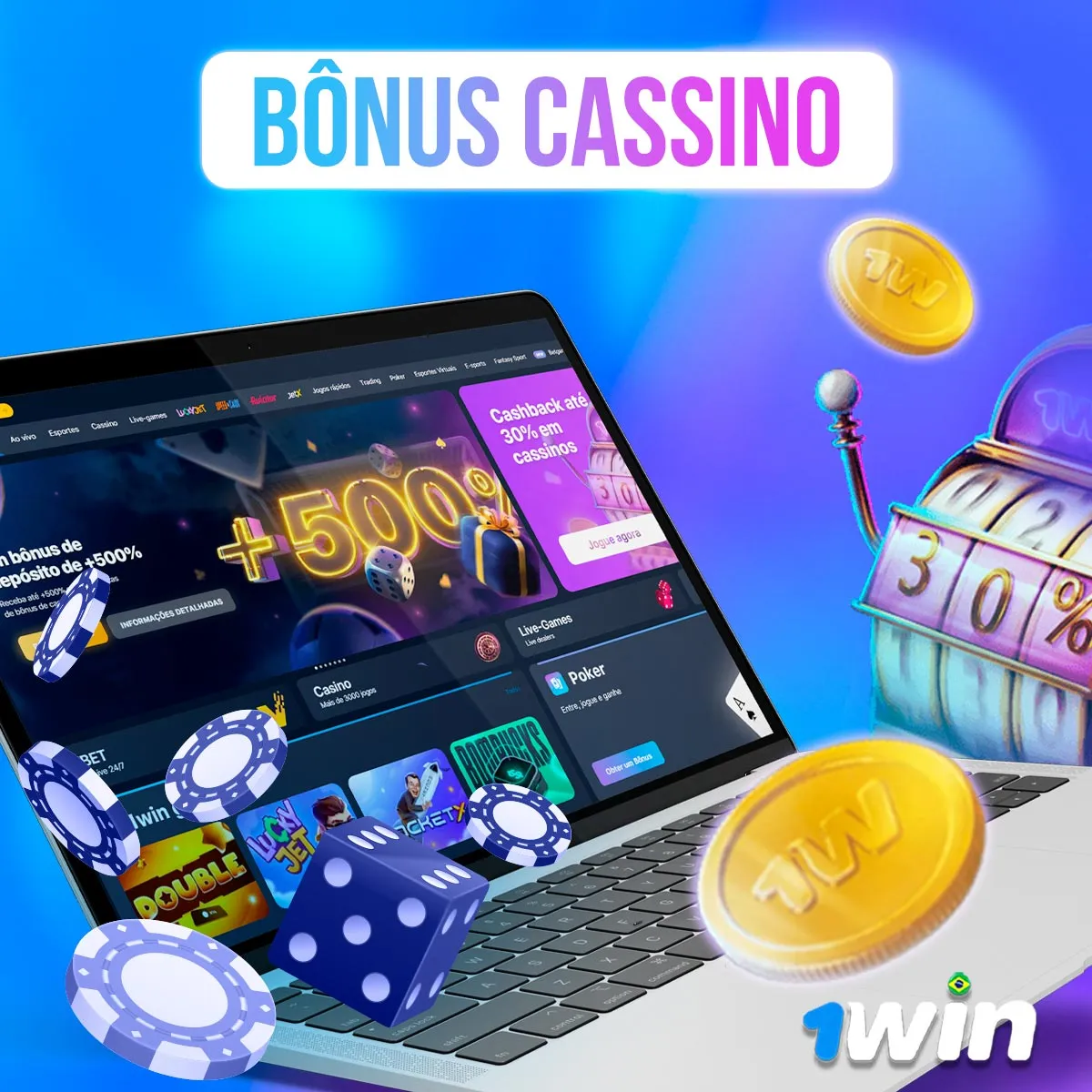 Ilustração histórica da área de promoções da 1win