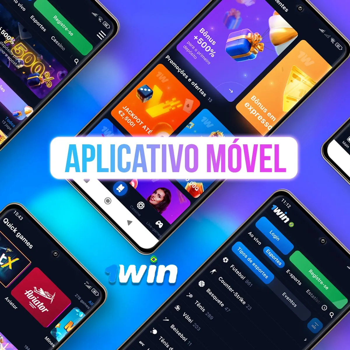 Composição de telas móveis da 1win