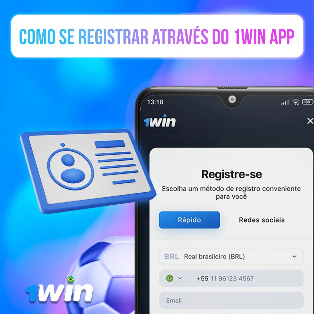 Formulário de cadastro da 1win em uma composição ilustrativa Formulário de cadastro da 1win em uma composição ilustrativa
