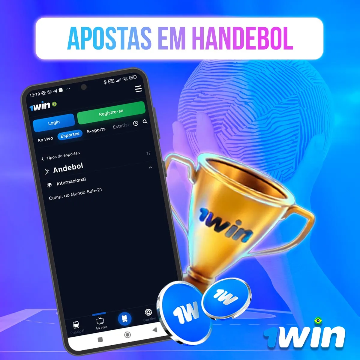 Composição com telas de mercados de handebol na 1win